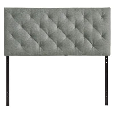 Modway Theodore Tufted Faux Leather Queen Size Headboard in Gray