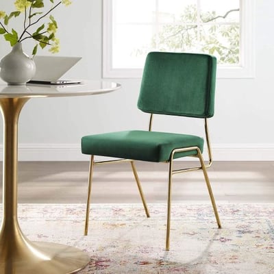  Modway Craft Performance Velvet Dining Side Chair, Gold Green