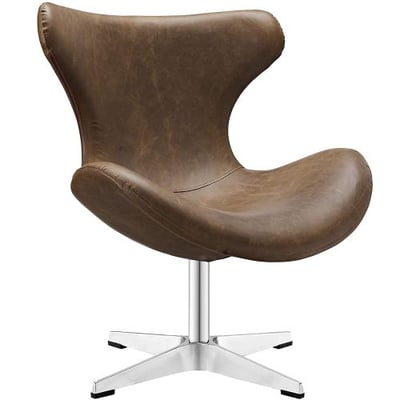 Modway Helm Vinyl Lounge Chair, Twin, Brown