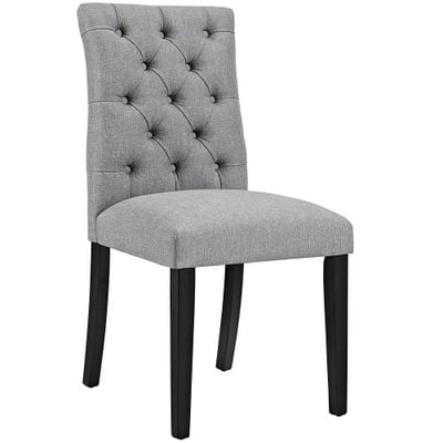 Modway Duchess Modern Elegant Button-Tufted Upholstered Fabric Parsons Dining Side Chair in Light Gray
