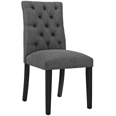 Modway Duchess Modern Elegant Button-Tufted Upholstered Fabric Parsons Dining Side Chair in Gray