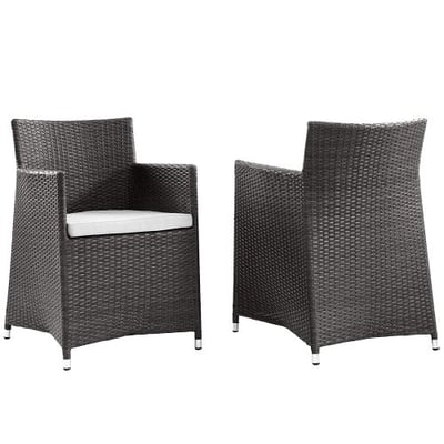 Modway EEI-1738-BRN-WHI-SET Junction Armchair Outdoor Patio Wicker Set of 2 in Brown White, 2