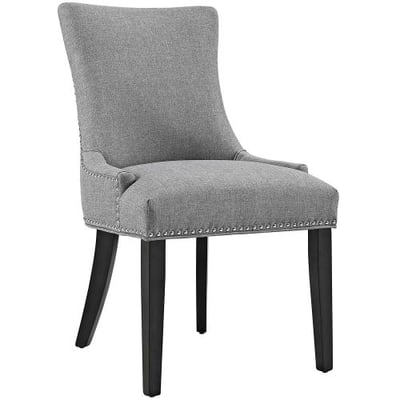 Modway Marquis Modern Elegant Upholstered Fabric Parsons Dining Side Chair With Nailhead Trim And Wood Legs In Light Gray