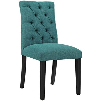 Modway Duchess Modern Elegant Button-Tufted Upholstered Fabric Parsons Dining Side Chair in Teal