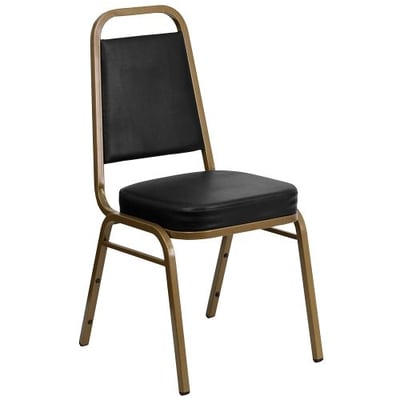 Hercules Series Teardrop Back Stacking Banquet Chair with Beige Patterned Fabric/Gold Frame