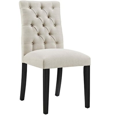 Modway Duchess Modern Elegant Button-Tufted Upholstered Fabric Parsons Dining Side Chair in Beige