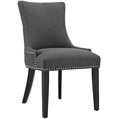 Modway Marquis Modern Elegant Upholstered Fabric Parsons Dining Side Chair With Nailhead Trim And Wood Legs In Gray