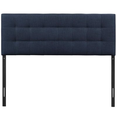 Modway Lily Upholstered Tufted Linen Fabric Queen Headboard Size in Navy