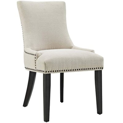 Modway Marquis Modern Elegant Upholstered Fabric Parsons Dining Side Chair With Nailhead Trim And Wood Legs In Beige