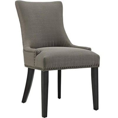 Modway Marquis Modern Elegant Upholstered Fabric Parsons Dining Side Chair With Nailhead Trim And Wood Legs In Granite