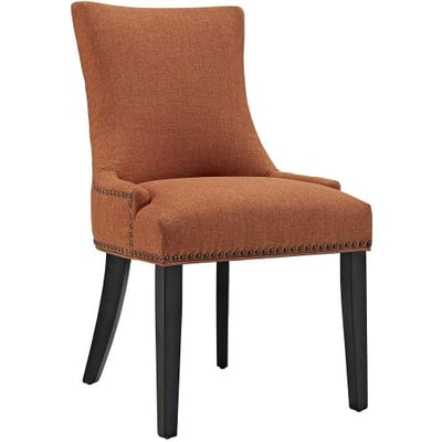 Modway Marquis Modern Elegant Upholstered Fabric Parsons Dining Side Chair With Nailhead Trim And Wood Legs In Orange