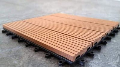 Everlasting Outdoor-Plastic Composite Interlocking Decking Tile - Light Brown (Set of 11 tiles)