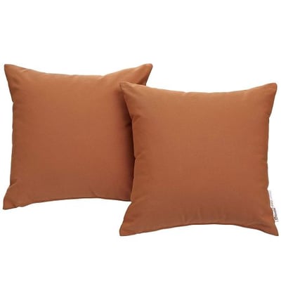 Modway Summon 2 Piece Outdoor Patio Pillow Set With Sunbrella Brand Tuscan Orange Canvas Covers