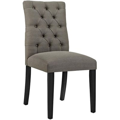 Modway Duchess Modern Elegant Button-Tufted Upholstered Fabric Parsons Dining Side Chair in Granite