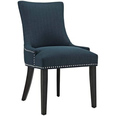 Modway Marquis Modern Elegant Upholstered Fabric Parsons Dining Side Chair With Nailhead Trim And Wood Legs In Azure