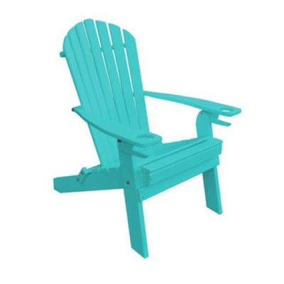 A&L Furniture Poly Folding Adirondack Chair w/2 Cupholders
