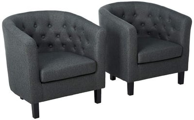 Modway EEI-3150-GRY-SET Prospect 2 Piece Upholstered Fabric Armchair Set, Two, Gray