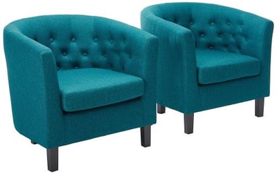 Modway EEI-3150-TEA-SET Prospect 2 Piece Upholstered Fabric Armchair Set, Two, Teal