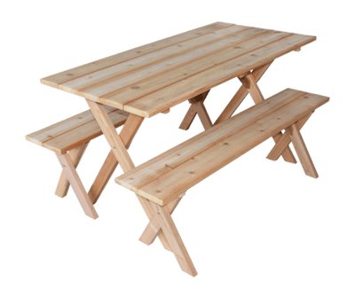 A&L Furniture Cedar 5' Cedar Economy Table w/ 2 Benches