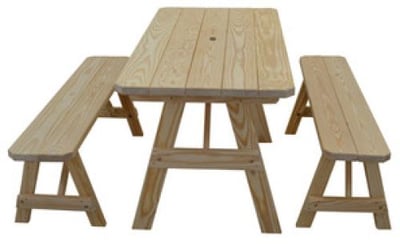 A&L Furniture Pine 5' Traditional Table with 2 Benches