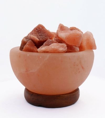 Accentuations by Manhattan Comfort Himalayan Salt Lamp Fire Bowl with Loose Natural Rocks with dimmer
