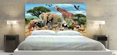 Animals at the water Headboard