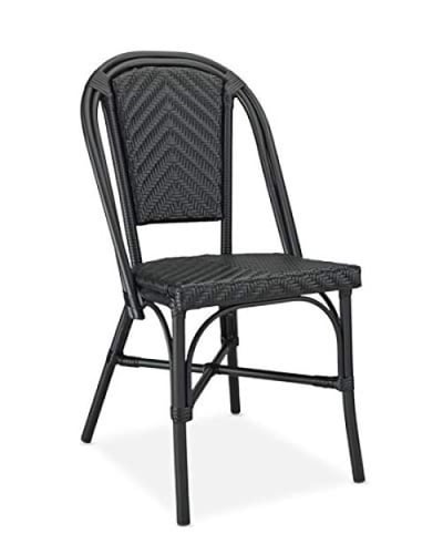 Table in a Bag CBCBB All-Weather Wicker French Café Bistro Chair with Aluminum Frame, Black