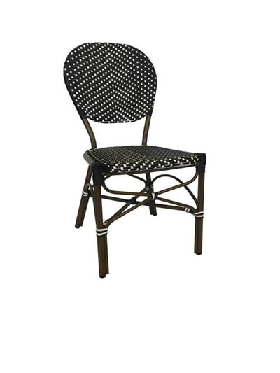Table in a Bag CBCBBW All-Weather Wicker French Café Bistro Chair with Aluminum Frame, Black/White