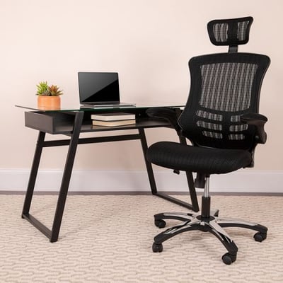 High Back Office Chair | High Back Mesh Executive Office and Desk Chair with Wheels and Adjustable Headrest