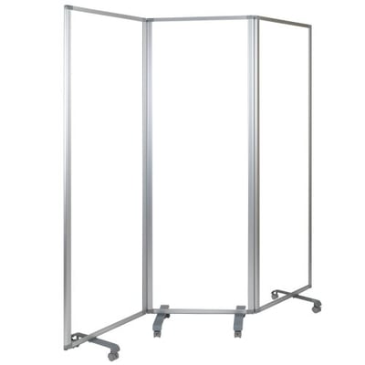 Flash Furniture Transparent Acrylic Mobile Partition with Lockable Casters, 72