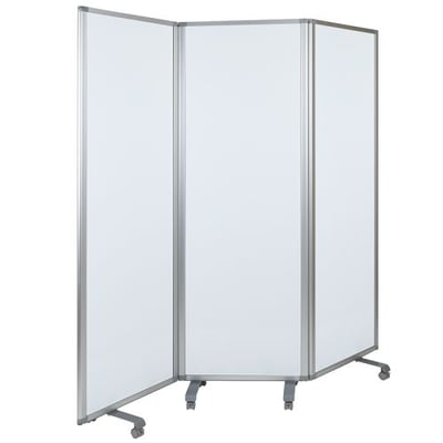 Flash Furniture Mobile Magnetic Whiteboard Partition with Lockable Casters, 72