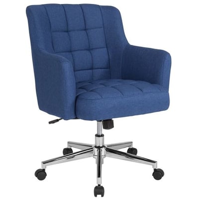 Laone Home and Office Upholstered Mid-Back Chair in Blue Fabric