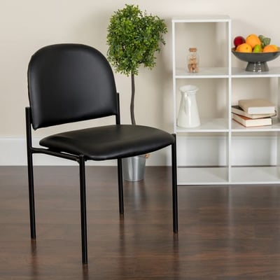 Comfort Black Vinyl Stackable Steel Side Reception Chair