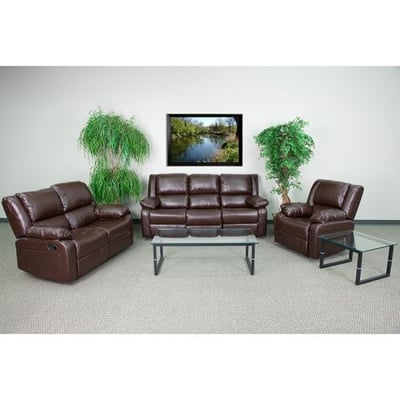 Harmony Series Brown LeatherSoft Reclining Sofa Set