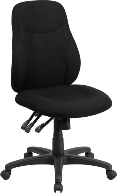 Mid-Back Black Fabric Multifunction Swivel Ergonomic Task Office Chair