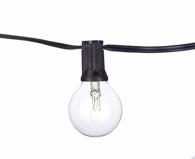 Aspen Lights C7B1110C Global String Lights 12'/11 Lights Clear Bulb Black Cord, 20 Gauge
