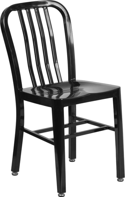 Commercial Grade Black Metal Indoor-Outdoor Chair
