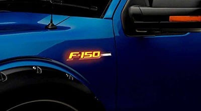 Ford Emblem Lights F150 Illuminated Emblems 2-Piece Kit Includes Driver & Passenger Side Fender Emblems in Chrome - F150-264282AM