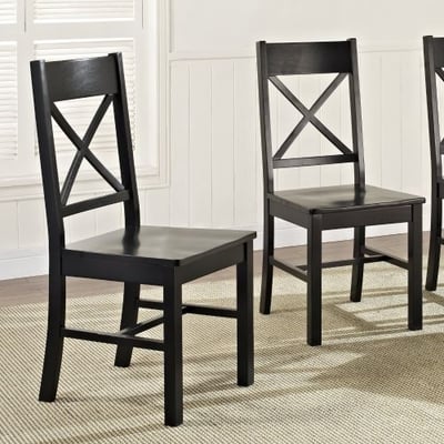 Black Wood Dining Chairs, Set of 2