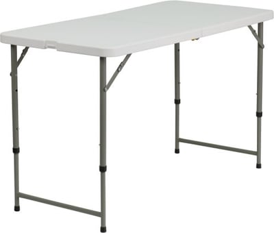 3.97-Foot Height Adjustable Bi-Fold Granite White Plastic Folding Table