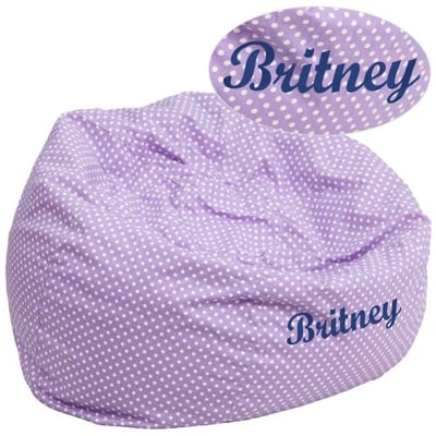 Personalized Oversized Lavender Dot Bean Bag Chair for Kids and Adults