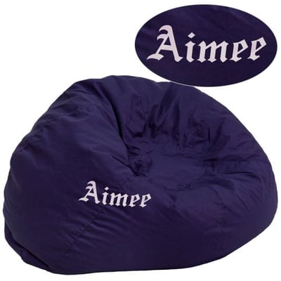 Personalized Oversized Solid Navy Blue Bean Bag Chair for Kids and Adults