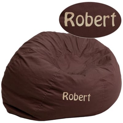 Personalized Oversized Solid Brown Bean Bag Chair for Kids and Adults