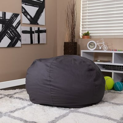 Oversized Solid Gray Bean Bag Chair for Kids and Adults