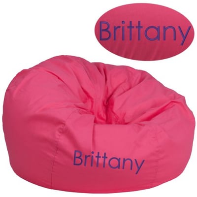 Personalized Oversized Solid Hot Pink Bean Bag Chair for Kids and Adults