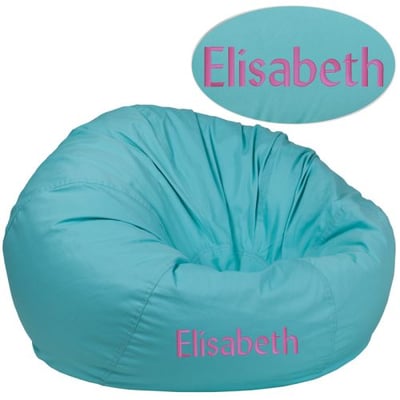 Personalized Oversized Solid Mint Green Bean Bag Chair for Kids and Adults