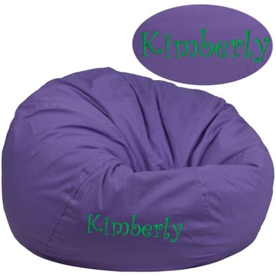 Personalized Oversized Solid Purple Bean Bag Chair for Kids and Adults