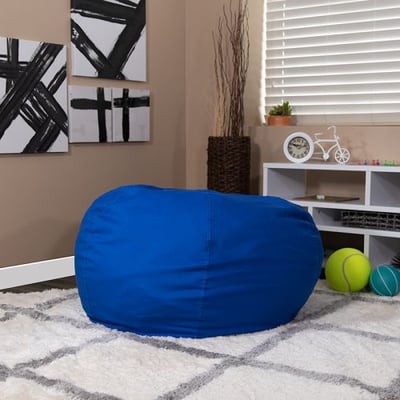 Oversized Solid Royal Blue Bean Bag Chair for Kids and Adults