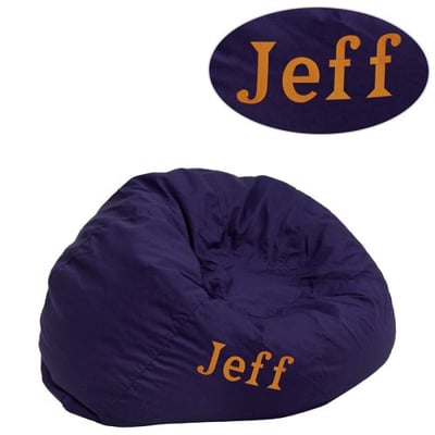Personalized Small Solid Navy Blue Bean Bag Chair for Kids and Teens