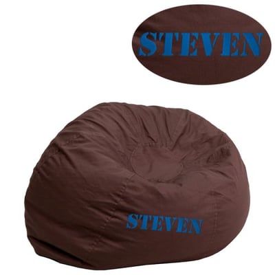 Personalized Small Solid Brown Bean Bag Chair for Kids and Teens
